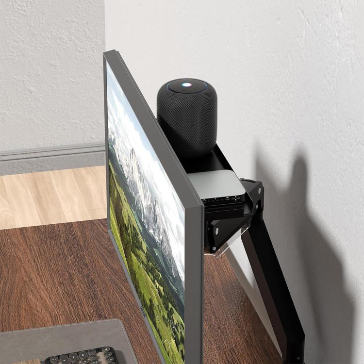 Behind The Monitor Organizer Shelf VESA Mount Tray Hidden Storage for Mini PC, Headphones & Speakers, KXD2522