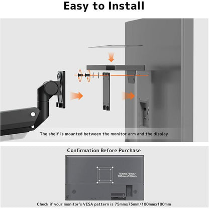Behind The Monitor Organizer Shelf VESA Mount Tray Hidden Storage for Mini PC, Headphones & Speakers, KXD2522