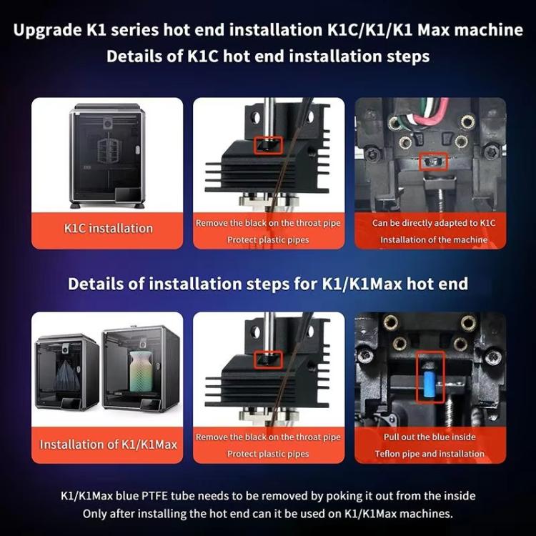 For Creality K1 / K1C / K1 Max Ceramic Hot End Kit High Flow Printer Accessory, 0.2mm, 0.4mm, 0.6mm, 0.8mm, Without Heatsink 0.2mm, Without Heatsink 0.4mm, Without Heatsink 0.6mm, Without Heatsink 0.8mm, 0.2mm For Machines After 2025