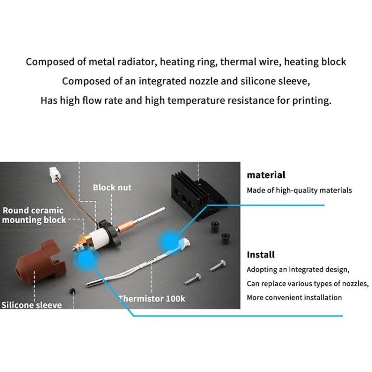 For Creality K1 / K1C / K1 Max Ceramic Hot End Kit High Flow Printer Accessory, 0.2mm, 0.4mm, 0.6mm, 0.8mm, Without Heatsink 0.2mm, Without Heatsink 0.4mm, Without Heatsink 0.6mm, Without Heatsink 0.8mm, 0.2mm For Machines After 2025