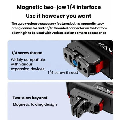 Aluminum Alloy Magnetic Rotating Quick-Release Mount Action Camera Accessories, For Osmo Action 5 Pro / 4 / 3, For Osmo Action 6 / Nano