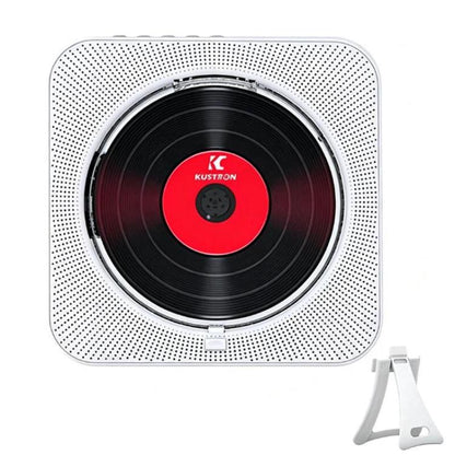 KUSTRON Home Wall-Mounted Rechargeable CD Player Bluetooth Speaker Music Player With Cover, US Plug, EU Plug, UK Plug, AU Plug