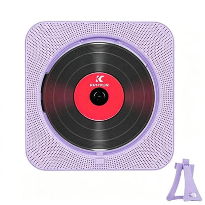 KUSTRON Home Wall-Mounted Rechargeable CD Player Bluetooth Speaker Music Player With Cover, US Plug, EU Plug, UK Plug, AU Plug
