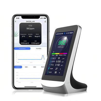 DM72B WiFi Version 10-In-1 Air Quality Monitor Support Tuya Smart App Control CO2, PM2.5, PM10, HCHO, TVOC Detector, DM72B WiFi