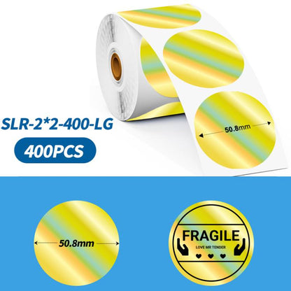 Phomemo 2-Inch Round Adhesive Labels For PM241-BT/PM246S/D520-BT Printer, LASER-SILVER-BLACK-400pcs, > LASER-GOLD-BLACK-400pcs, WHITE-BLACK-750pcs, PINK-BLACK-750pcs, YELLOW-BLACK-750pcs, BLUE-BLACK-750pcs, ORANGE-BLACK-750pcs, WHITE-BLUE-750pcs