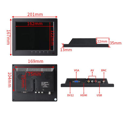 Industrial Grade IPS Microscope Monitor, US Plug, 8 Inch with 25mm Mounting Bar, 8 Inch with 32mm Mounting Bar, 10 Inch with 25mm Mounting Bar, 10 Inch with 32mm Mounting Bar, 11.6 Inch with 25mm Mounting Bar, 11.6 Inch with 32mm Mounting Bar