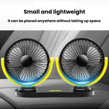 Rundong R-8037 USB Portable High Wind Car Dual-Head Fan Quiet Desk Fan For Office & Desktop