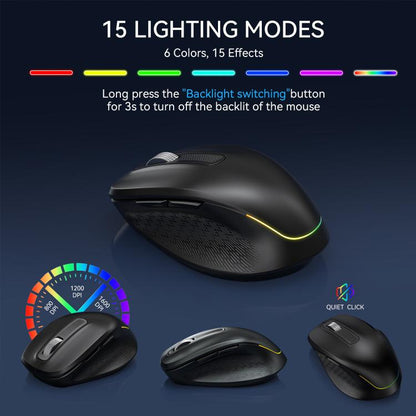 Wireless Keyboard and Mouse Set with Phone/Tablet Slot RGB Backlit Rechargeable Keyboard Mouse Combo, 2.4G Single Mode, 2.4G & Bluetooth