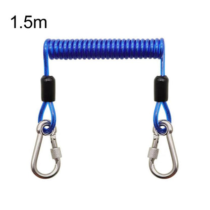 Heavy Duty Fishing Safety Rope 49-Strand Steel Cable With Locking Carabiner, 1.5m, 2m, 3m