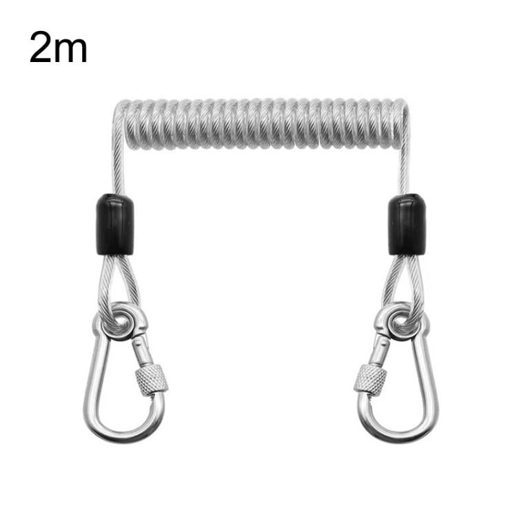 Heavy Duty Fishing Safety Rope 49-Strand Steel Cable With Locking Carabiner, 1.5m, 2m, 3m