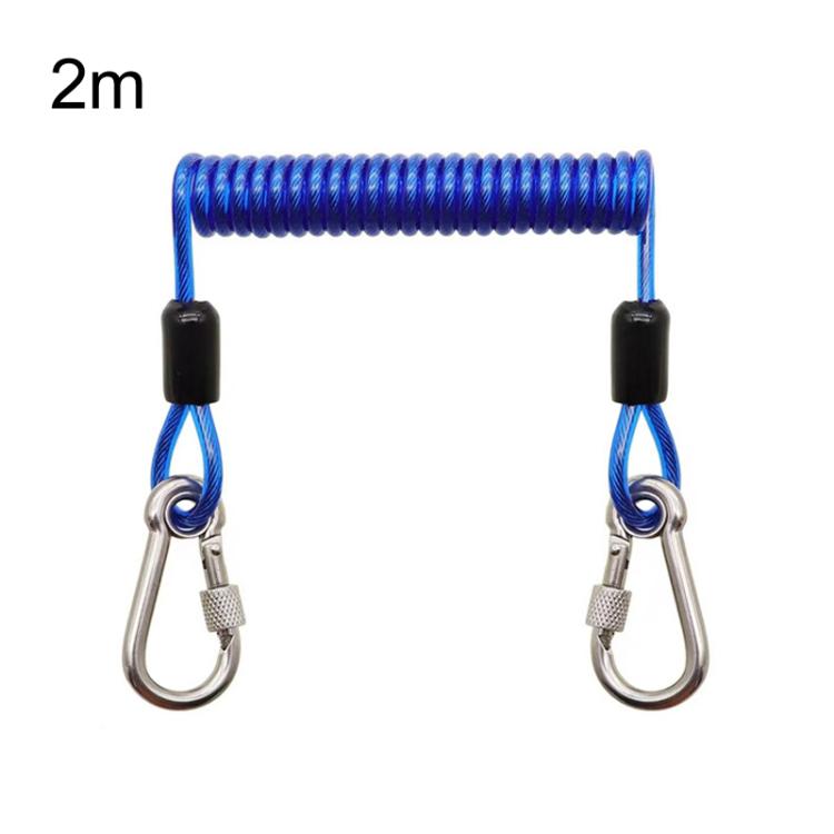 Heavy Duty Fishing Safety Rope 49-Strand Steel Cable With Locking Carabiner, 1.5m, 2m, 3m