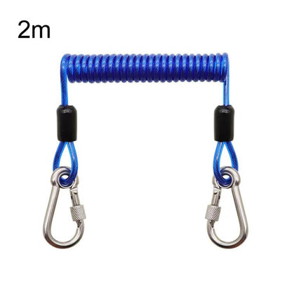 Heavy Duty Fishing Safety Rope 49-Strand Steel Cable With Locking Carabiner, 1.5m, 2m, 3m