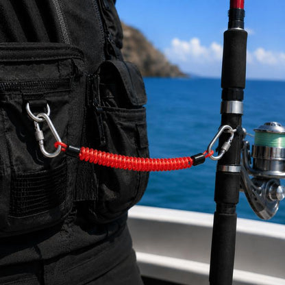 Heavy Duty Fishing Safety Rope 49-Strand Steel Cable With Locking Carabiner, 1.5m, 2m, 3m