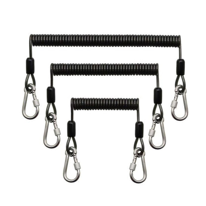 Heavy Duty Fishing Safety Rope 49-Strand Steel Cable With Locking Carabiner, 1.5m, 2m, 3m