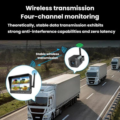 Q12 7 Inch Car HD Infrared Night Vision Wireless Recorder No-Wiring Backup Camera Monitor, One, Two, Three, Four