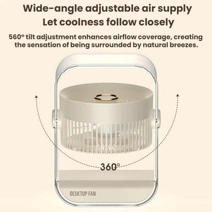 USB Rechargeable Desktop High-Power Fan With Night Light