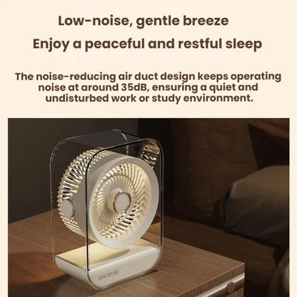 USB Rechargeable Desktop High-Power Fan With Night Light