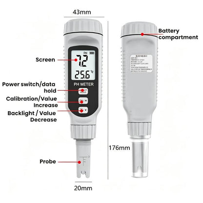 SMART SENSOR Aquarium Digital Display Pen Type Water PH Tester, PH808S