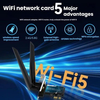 VegGieg 2 In 1 Desktop Gigabit PCIe Wireless Network Adapter, AC1200 PCI-E to WIFI 5 + Bluetooth 4.2/5dB
