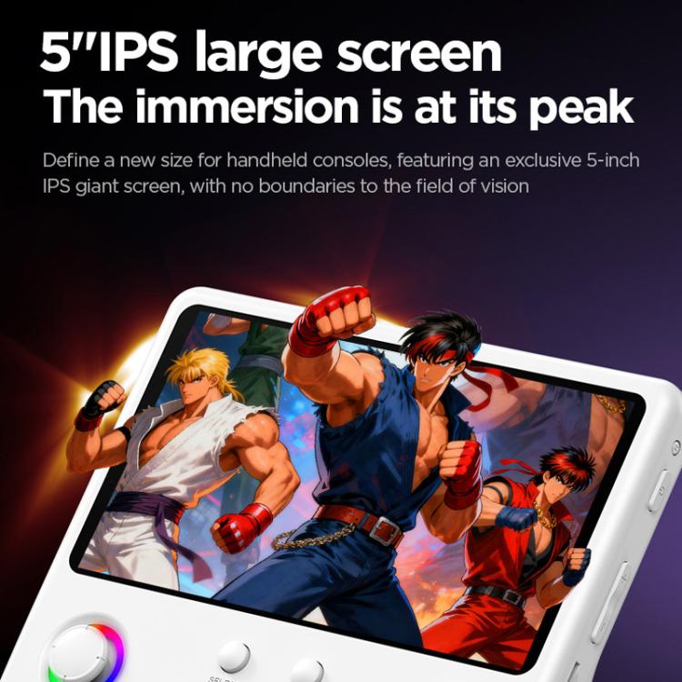 H5 5 Inch IPS HD Handheld Game Console With RGB Ambient Light Retro Mini Arcade, Portable Game Machine, Black Body Grey Key 64G, White Body Purple Key 64G, Black Body Purple Key 64G, White Body White Key 64G, Black Body Grey Key 128G