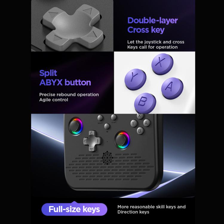 H5 5 Inch IPS HD Handheld Game Console With RGB Ambient Light Retro Mini Arcade, Portable Game Machine, Black Body Grey Key 64G, White Body Purple Key 64G, Black Body Purple Key 64G, White Body White Key 64G, Black Body Grey Key 128G