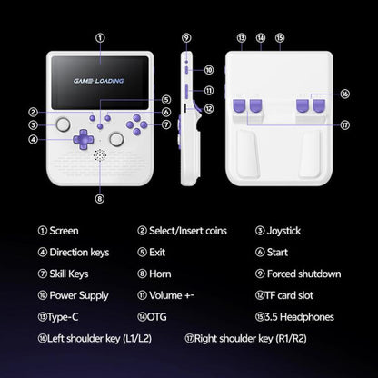 H5 5 Inch IPS HD Handheld Game Console With RGB Ambient Light Retro Mini Arcade, Portable Game Machine, Black Body Grey Key 64G, White Body Purple Key 64G, Black Body Purple Key 64G, White Body White Key 64G, Black Body Grey Key 128G