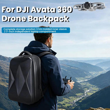 For DJI Avata 360 Hard Shell Backpack Waterproof Carrying Case For N3 Goggles/RC 2 Controller With 17-Inch Laptop Compartment