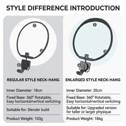 POV Neck Mount For Cell Phone & Action Camera Quick-Release Neck Holder With Extension Rod, Standard, Standard With Fixed Strap, Extra Large, Extra Large With Strap
