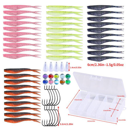 Soft Bait Crankbait Hook Set Split Soft Lure, HENGJIA 60pcs /Box, HENGJIA 65pcs /Box