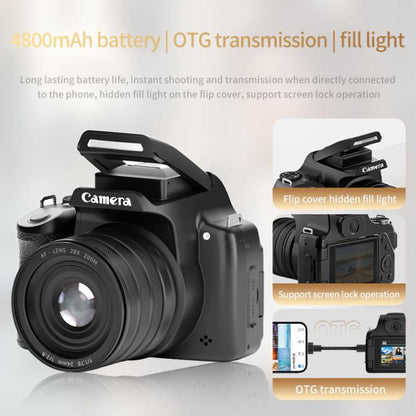 4K Flip-Screen High-Definition Waist-Level Viewfinder SLR Digital Camera, DC207, DC20 + Flash + CPL Lens + Lens Hood + Handheld Tripod