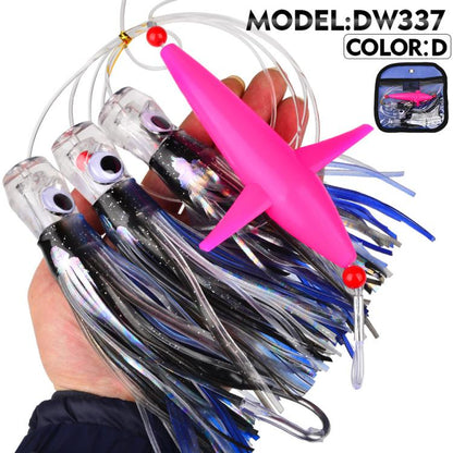 Saltwater Trolling Lure Rig Octopus Squid Skirt Lures with Spreader Bird & Weighted Lead Head Hook, PROBEROS 6inch, PROBEROS  9inch
