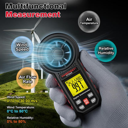 HABOTEST HT5005 Portable Digital Anemometer With Display Screen High Precision Wind Speed & Wind Temperature Tester, HT5005