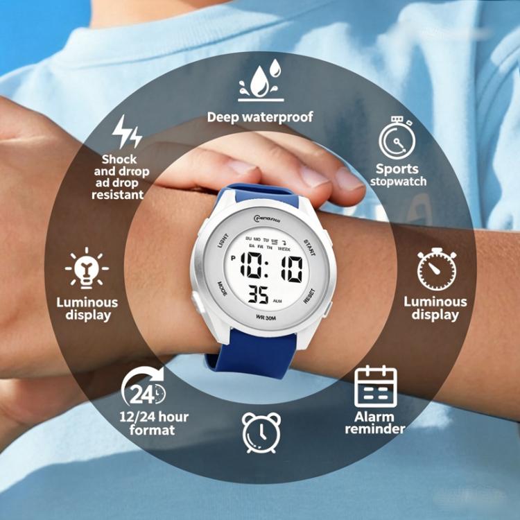 MINGRUI Kids Digital Sport Watch 30M Waterproof Outdoor Wristwatch with LED Backlight, Alarm, Stopwatch, 12/24H