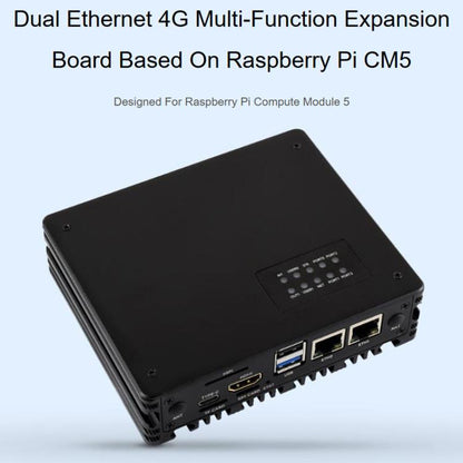 Waveshare 34252 CM5 Gigabit/2.5G Dual Ethernet Multi-Function Expansion Board Supports RS485 Industrial Communication, 4G / 5G Module And 4K Display Output, EU Plug, UK Plug, US Plug