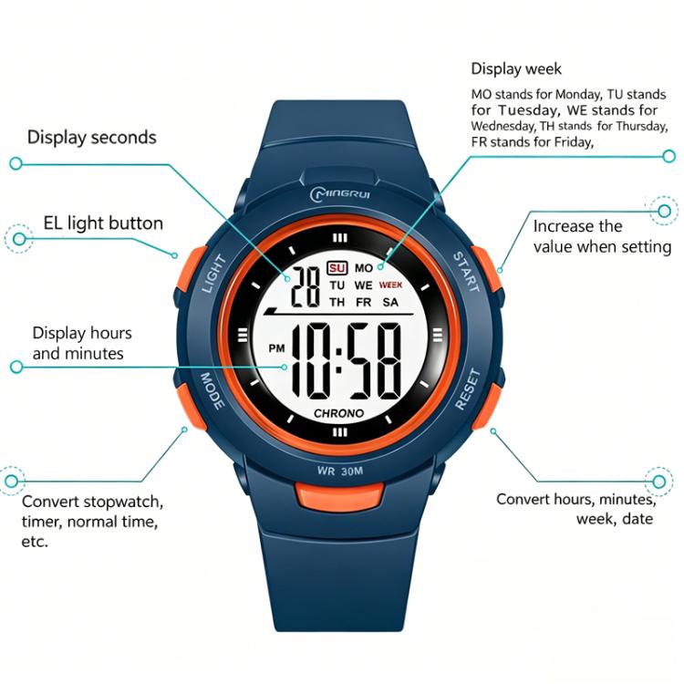 MINGRUI Kids Digital Sport Watch for Boys Girls 30M Waterproof Outdoor Electronic Watches with LED Backlight, Alarm, Stopwatch, Calendar Date