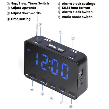WDK Single-Band FM Digital Extra-Large Screen Display Alarm Clock Radio, For EU, For US