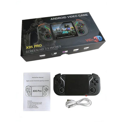 X95 Pro Android 9.0 Handheld Game Console, 3.5 Inch IPS Screen Retro Game Player Support WiFi Video Player with RGB Joystick, 64G, 128G