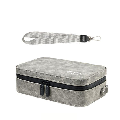 aMagisn Nubuck Leather Action Camera Carrying Case Small Travel Storage Bag with Adjustable Dividers