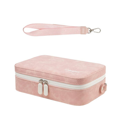 aMagisn Nubuck Leather Action Camera Carrying Case Small Travel Storage Bag with Adjustable Dividers