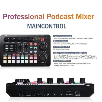 Dual BM800 Condenser Microphone With F998max Live Sound Card Kit Podcast Equipment Bundle Adjustable Scissor Arm Stand