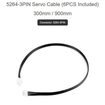 Waveshare 5264-3PIN Servo Cable Compatible With ST / SC / CF Series Servos, 6pcs 300mm, 6pcs 900mm, 3pcs 300mm + 3pcs 900mm
