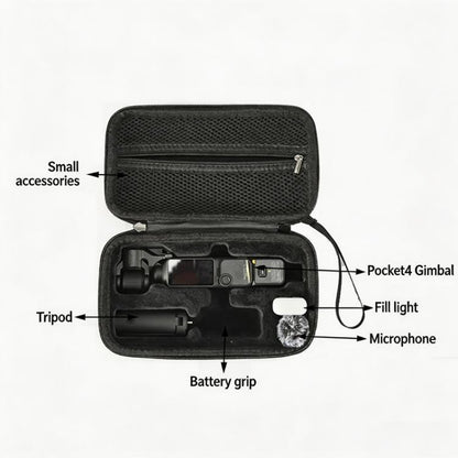 For DJI Osmo Pocket 4 Hard Carrying Case Portable Travel Storage Bag with Wrist Strap & Soft Flannel Inner