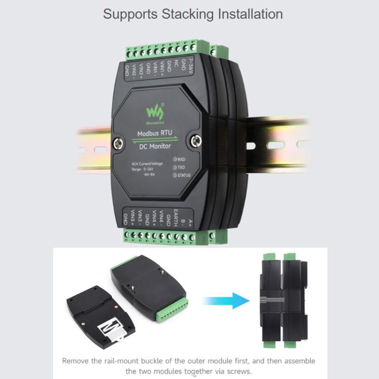 Industrial 4-Ch DC Monitoring Module, 16-Bit High-Precision Acquisition, Supports Voltage And Current Measurement, Modbus RTU Protocol, 33931