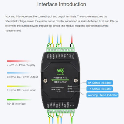 Industrial 4-Ch DC Monitoring Module, 16-Bit High-Precision Acquisition, Supports Voltage And Current Measurement, Modbus RTU Protocol, 33931
