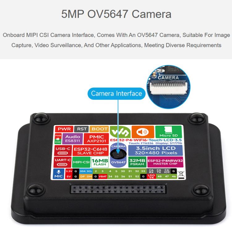 Waveshare 33511 ESP32-P4 3.5 Inch Smart Vision Development Board Built-In Microphone And Speaker, Supports Wi-Fi 6 And BLE 5, 33511