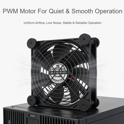 Waveshare 34398 USB 5V 120mm Quiet Cooling Fan, 3-Speed Adjustable, PWM Control, High Airflow, Anti-Vibration Design, Single, Double