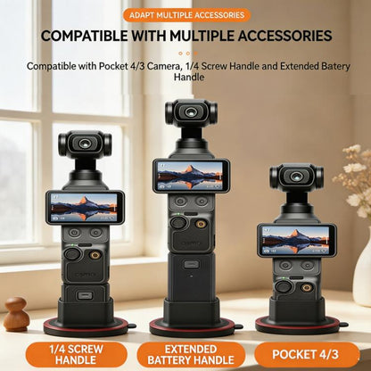 For DJI Osmo Pocket 4/3 Camera 360-degree Swivel Desktop Base Adhesive Stand Non-Slip Fixed Mount