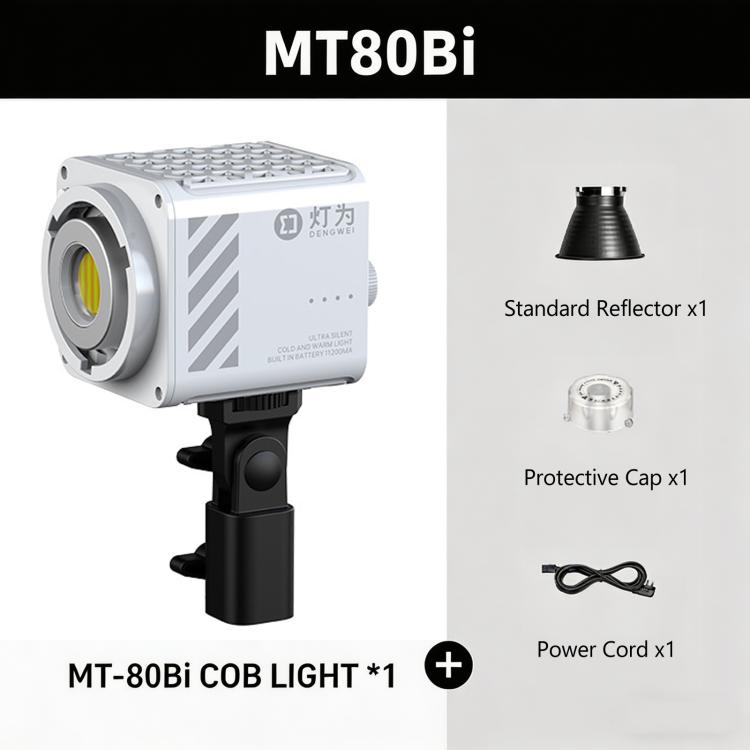 DENGWEI MT-80Bi 80W COB Video Light 2700K-6500K Bi-Color LED Continuous Output Lighting CRI 96+ Studio Light, EU Plug, US Plug, UK Plug