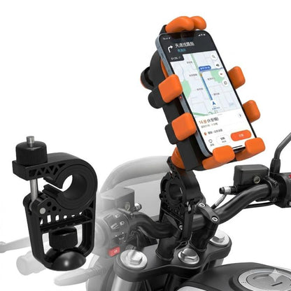 Electric Motorcycle Eight-Armed Fixation Shockproof Phone Mount, All Black Handlebars, Black Orange Handlebars, Orange White Handlebars, Black White Handlebars, All Black Mirror Mounts, Black Orange Mirror Mounts, Orange White Mirror Mounts