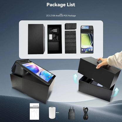 Z108 Android Handheld POS Cash Register, Dual-Screen Touch Scanning Payment Device For Supermarket & Restaurant, 2.6 inch EU Plug, 3.9 inch EU Plug